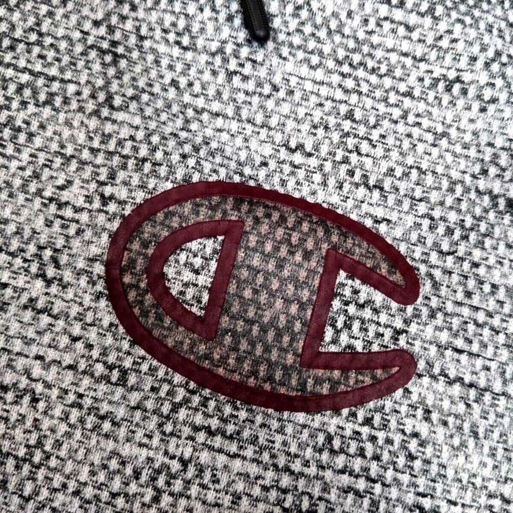 Champion Men Stadium Fleece Maroon Gray Quarter Zip Waffle Knit Hoodie‎ Men M - Picture 3 of 8